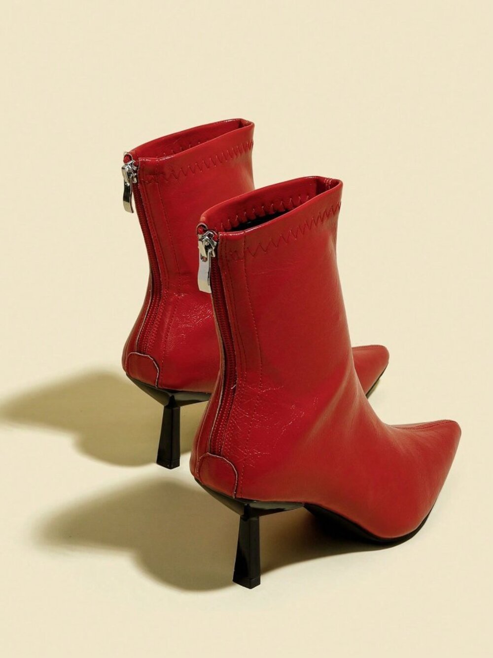 Red Casual Women's Ankle Boots - Picture 5 of 5